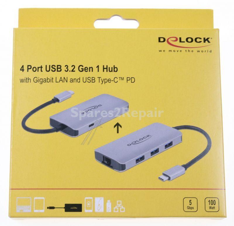Delock Hub-usb - Usb 3.2 Gen 1 Hub Mit 4 Ports Und Gigabit Lan Und Pd