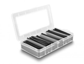 Delock Heat Shrink Tubing - Schrumpfschlauch Sortimentsbox, Doppelwandig Mit Innenkleber, Schrumpfungsrate 3:1, Schwarz 122-teilig