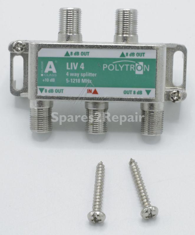 Polytron Sat-, Bk- And Terrestrial Div - Liv 4 F-splitter 5-1218 Mhz, 4-way