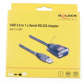 Delock Cable/plugs/adapter - Adapter Usb 2.0 Typ-a Zu 1 X Seriell Rs-232 D-sub 9 Pin Stecker Mit Muttern Mit 3 X Led 1 M