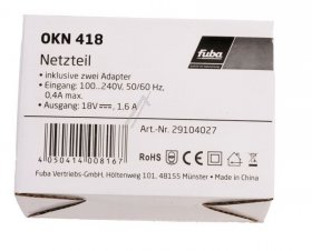 Fuba Ac-adaptor - Okn 418 29104027 Power Supply 18v 1 6a Incl F-adapter