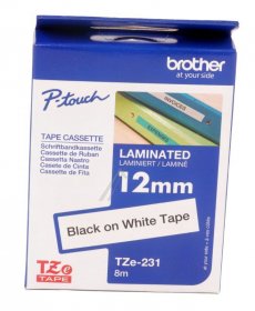 Brother Colour Cartridge - Tze-231 P-touch Black On White 12mm
