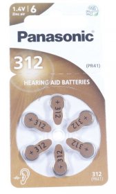 Panasonic 1.40v Button Cell Battery - Pr312 Hearing Aid Battery 1,4v, 170mah Pack Of 6